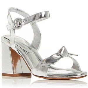 Alexandre Birman Women's Clarita Flare Block Heel Sandals Silver Size EU 40